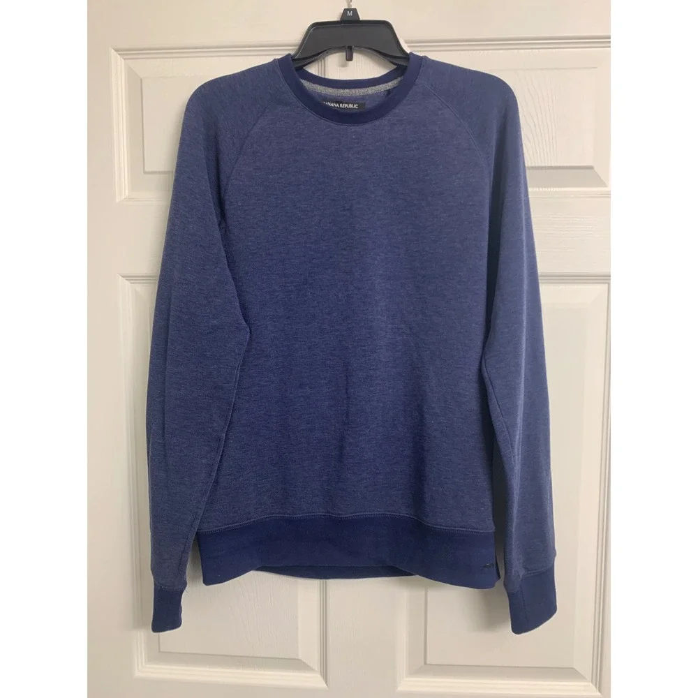 Banana Republic Polartec‎ Sweatshirt Minimalist Medium Blue Heathered Raglan
